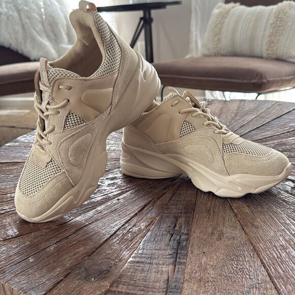 Steve Madden Movement Beige Multi Suede Leather Sneakers - Picture 7 of 10
